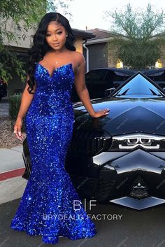 Steal the spotlight in our Royal Blue Stretchy Sequins Strapless Floor Length Mermaid Prom Dress. This sleeveless stunner boasts a plunging pointy neckline and a long skirt, and a chic horsehair hemline. Elevate your style in this captivating blue gown! #bluepromdress #royalblue Royal Blue Homecoming Dresses Black Women, Blue Sparkly Prom Dresses Long, Royal Blue Homecoming Dresses Long, Royal Blue Prom Looks, Strapless Prom Dress Black Women, Prom Dresses Dark Skin, Dark Blue Prom Dress Black Women, Royal Blue Prom Dresses Black Women, Blue Prom Looks