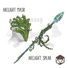 Spear Concept Design, Fantasy Spear, Homebrew Magic Items, Magic Spear, Plant Monster, Bell Cranel, Nerd Herd