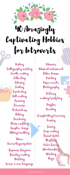 Best Hobbies For Introverts, Self Care For Introverts, Infp Hobbies, Hobbies For Introverts, Self Care Hobbies, Craft Hobbies For Women, Introvert Hobbies, Activities For Introverts