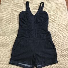 Jean Romper From Arden B. Romper Has Ruched Panels Up The Front And Back And A V-Neckline. Straps Are Adjustable For 3 Sizes And Zip Up The Side. Zipper Is Messed Up, Price Reflects. The Top Is Lined On The Inside. Nwot. Lowballs Will Not Be Accepted If It’s Listed It’s Available No Modeling/Holds Jean Romper, Denim Romper, Side Zipper, Pant Jumpsuit, Jumpsuit Romper, Zip Ups, Pants For Women, Rompers, Zipper