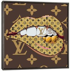 a louis vuitton lipstick with gold and white decorations on it