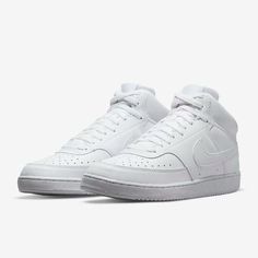 Nike Court Vision Mid All White No Box Converse All Star Mens, Nike Court Vision Mid, Air Max 90 Black, Basket Nike, Nike Court Vision, Nike Sb Zoom, Court Vision, Mens Boots Casual, Tenis Nike