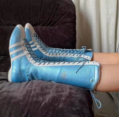 Wrestling Boots, Adidas Boots, Gemini Rising, Boxing Boots, Boots Knee High, Boots Leather, Boots Knee, Metallic Blue