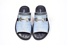 Corrente Crocodile Printed Calfskin Sandal Blue – C&E Fashions Luxury Slide Mules, Luxury Leather Summer Slippers, Luxury Leather Sole Slide Mules, Luxury Slip-on Summer Slippers, Luxury Summer Slip-on Slippers, Luxury Blue Mules, Luxury Round Toe Slides For Formal Occasions, Luxury Formal Slides With Round Toe, Luxury Slides For Formal Summer Events