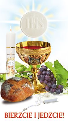 an image of bread, grapes and other items with the word jesus on it in german