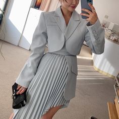 Blarry Blazer + Skirt Suit Material: CottonMaterial: Polyester Size Chart, CM Size Bust Length Sleeve Length Shoulder Skirt length Waist Hip S 104 39 61 41 45-84 66 104-142 M 108 40 62 42 46-85 70 108-146 L 112 41 63 43 47-86 74 112-150 XL 116 42 64 44 48-87 78 116-154 Size Chart, INCH Size Bust Length Sleeve Length Shoulder Skirt length Waist Hip S 40.94 15.35 24.02 16.14 17.72-33.07 25.98 40.94-55.91 M 42.52 15.75 24.41 16.54 18.11-33.46 27.56 42.52-57.48 L 44.09 16.14 24.80 16.93 18.50-33.86 White Two Piece Set, Blazer And Skirt Set, White Two Piece, Blazer And Skirt, Irregular Hem, Hem Skirt, Blazer And Shorts, Womens Blazers, Long Sleeve Blazers