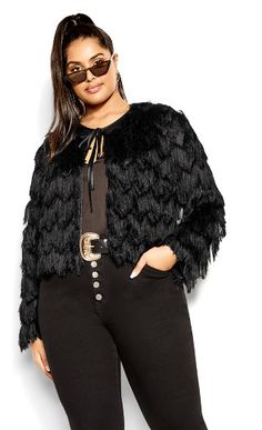 Spring Fling Jacket - black Plus Size Jacket, Plus Size Jackets, Chic Coat, Faux Leather Biker Jacket, Evening Tops, Glamorous Style, Spring Fling, Printed Denim