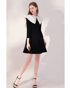 Buy cute baby collar black party dress flare with sleeves high quality at affordable price online. Free shipping and pro custom service since 2009. Black Doll Collar Dress For Winter, Black Doll Collar Winter Dress, Black Winter Dress With Doll Collar, Fitted Mini Dress With Collar For Party, Black Party Dress With Doll Collar, Fitted Black Mini Dress With Doll Collar, Black Fitted Mini Dress With Doll Collar, Black Peter Pan Collar Dress For Fall, Black Fall Dress With Peter Pan Collar