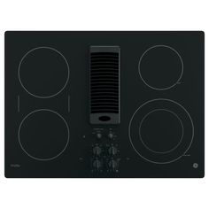 an electric cooktop with two burners and a measuring tape on the side of it