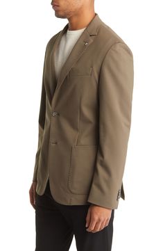 Crisp and comfortable, this lightweight cotton-blend sport coat makes a great choice for warm-weather occasions where the vibe is on the casual side of formal. Notched lapels Nonfunctional four-button cuffs 92% cotton, 7% nylon, 1% elastane Dry clean Made in Italy Luxury Brown Sport Coat With Flap Pockets, The Vibe, Sport Coat, Warm Weather, Nordstrom Rack, Dry Clean, Cotton Blend, Nordstrom, Italy