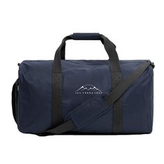 Upgrade your travel experience with the Travel Duffle Bag. Made of heavy-weight 100% recycled polyester, this eco-friendly and durable bag is perfect for your adventurous lifestyle. With a spacious 13 gallon capacity and adjustable contrast shoulder strap and handles, you'll have everything you need by your side. It also features a large main compartment, external zipped shoe compartment, and reinforced organic cotton adjustable shoulder strap and handles for added convenience. Get ready to embark on unforgettable journeys with style and convenience, all while reducing your carbon footprint. FEATURES Vegan; no animals harmed and no animal by products Free from toxins and chemicals Certified Organic Standards (GOTS-3v) Biodegradable MATERIAL 100% Organic Cotton strap/handles, 100% RPET Poly Sporty Travel Bag Made Of Recycled Polyester, Functional Navy Shoulder Bag For Outdoor, Practical Waterproof Bags For Overnight Trips, Navy Functional Shoulder Bag For Outdoor, Practical Travel Bag With Adjustable Strap For Overnight Trips, Functional Waterproof Bags For Overnight Trips, Functional Nylon Duffle Bag For Overnight Trips, Practical Nylon Travel Bag For Overnight Trips, Practical Nylon Travel Accessories For Overnight Trips