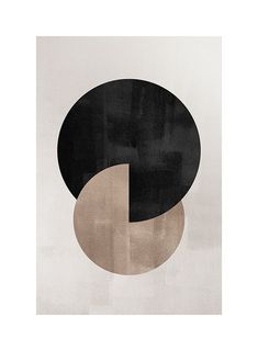 an abstract painting with black, beige and white shapes