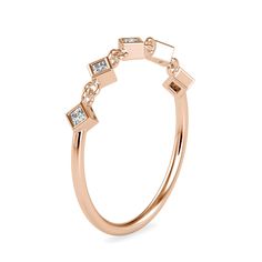 Stamped: 14K Total Ring Weight: 1.3 Grams Diamond Weight: 0.11 Carat (F-G Color, VS2-SI1 Clarity) 1.5x1.5 Millimeters Diamond Quantity: 5 SKU: [601794] Luxury Rose Gold Stackable Rings For Formal Occasions, Modern Rose Gold Diamond Ring With Rose Cut, Modern Rose Gold Ring With Rose Cut Diamonds, Modern Rose Gold Stackable Diamond Ring, Formal Rose Gold Stackable Rings With Brilliant Cut, Luxury Rose Gold Stackable Anniversary Rings, Modern Rose Gold Stackable Rings For Formal Occasions, Luxury Princess Cut Rose Gold Rings, Luxury Rose Gold Princess Cut Rings