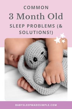 a baby laying on top of a blanket with the words, common 3 month old sleep problems