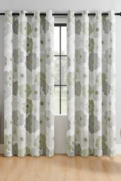 Lotus Leaf Pattern Chenille Curtain Light Green