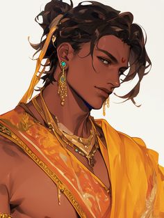 Brown guy | Indian attire | Traditional clothes | Male | Aesthetic male | Male portrait | handsome man | boy | dreamy | Male Genie Art, Indian Male Character Design, Russian Oc Male, Indian Man Drawing, Arab Man Aesthetic, Male Jedi Art, Indian Aesthetic Men, Indian Attire Traditional, Egyptian Oc Male