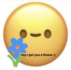 a smiley face with a flower in front of it that says hey i got you a flower