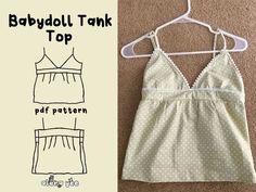 the babydoll tank top sewing pattern is shown