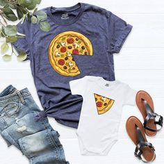 Pizza Shirt, Pizza Matching Family Shirt, Fathers Day Gift Tee, Pizza and Pizza Slice Matching Shirt, Dad Baby Birthday Shirt, Daddy Son Tee. HI! Welcome to my store, I'm delighted to see you here. My store's main goal is to provide you with premium everyday apparel with the best graphic t-shirts. I see you as a friend, not just a customer. I'm sure you'll love my designs. You can order the same design 4XL and 5XL large sizes from the link, please specify the details in the order note.   https:/ Family Matching Short Sleeve Shirt With Funny Print, Pre-shrunk Crew Neck Shirt For Family Matching, Family Matching Funny Print Short Sleeve Tops, Family Matching Tops With Funny Print Short Sleeve, Baby Birthday Shirts, Slice Pizza, Matching Family Shirt, Daughter Shirt, Pizza Shirt