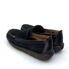 Step into effortless elegance with our Venetian Suede Crepe Sole Loafers from Lands’ End. Designed for the modern woman who values both style and comfort, these loafers feature a sleek black suede exterior that exudes sophistication. The solid color pattern and round toe design make them a versatile addition to any casual wardrobe, perfect for everything from brunch dates to leisurely strolls. With a crepe rubber sole that cushions each step, you’ll experience unparalleled comfort without sacrif Casual Black Slip-ons With Leather Sole, Slip-on Flats With Contrast Sole, Comfortable Black Slip-ons With Leather Sole, Workwear Slip-on Moccasins With Contrast Sole, Black Slip-ons With Rubber Sole For Work, Casual Slip-on Oxfords With Textured Sole, Black Flat Heel Slip-ons For Everyday, Slip-on Loafers With Textured Sole And Flat Heel, Casual Black Flats With Leather Sole