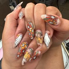 Nagellack Trends, Sculpted Nails, Halloween Press On Nails, Almond Shape Nails, Nail Swag, Halloween Nail Designs, Fall Nail Designs, Nail Art Stickers, Nail Decals