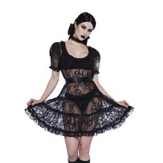 Forlorn Loveliness Mini Dress - Size Xs Widow, Dolls Kill Step Into Gothic Elegance With The Forlorn Loveliness Mini Dress. Designed For A Dramatic Flair, This Dress Features A Sheer Lace Construction With Delicate Ruffled Detailing And Picot Trim. The Short Puff Sleeves With Elastic Cuffs And Removable Satin Ribbon Self-Tie Belt Complete The Look With A Touch Of Classic Sophistication. Product Details: Size: Xs Material: Polyester Blend Color: Black Construction: Sheer Lace Details: Ruffled Det Flirty Fitted Dress For Halloween, Flirty Halloween Dresses For Costume Party, Short Sleeve Dresses With Ruffles For Halloween, Flirty Dresses For Halloween Costume Party, Short Sleeve Ruffled Dresses For Halloween, Flirty Halloween Costume Party Dress, Halloween Mini Dress With Ruffles, Fitted Coquette Halloween Dress, Fitted Coquette Dress For Halloween