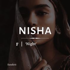 a woman wearing a veil with the words nisha in front of her and an image of