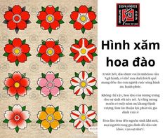 an advertisement with flowers on it and the words hinh xam hoa dao