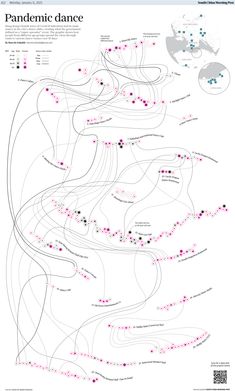 a map with pink dots on it that shows the locations of various different types of dance