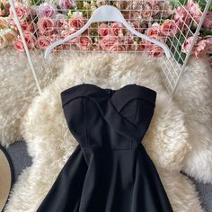 Materials: other Size: one size Color: black, white, pink Black Mini Dress With Built-in Bra And Sweetheart Neckline, Suspender Dress, Low Cut, A Line Skirts, Strapless Dress, Pink, Black, Color