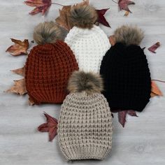 Aspen Textured Knit Beanie With Pom - Etsy