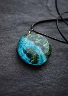 Black Round Pendant Necklace Nature-inspired, Black Resin Round Pendant Necklace, Nature-inspired Round Resin Necklace, Nature-inspired Resin Necklaces With Round Pendant, Nature-inspired Resin Necklace With Round Pendant, Nature-inspired Resin Round Pendant Necklaces, Nature-inspired Resin Round Pendant Necklace, Coastal Jewelry, Sea Necklace