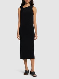 Nuble sleeveless jersey midi dress - Sportmax - Women | Luisaviaroma Chic Sleeveless Midi Dress In Elastane, Chic Midi-length Sleeveless Elastane Dress, Bodycon Sleeveless Midi Dress In Elastane, Sleeveless Black Elastane Midi Dress, Black Sleeveless Elastane Midi Dress, Bodycon Sleeveless Midi Dress, Elastane Midi Sleeveless Dress, Chic Sleeveless Elastane Maxi Dress, Sleeveless Bodycon Midi Dress In Elastane