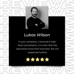 a black and white photo with three gold stars on it that says luke wilson in your company, i received a high - level