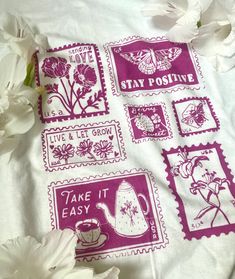 Hand-printed Vintage Stamps Graphic Tee T Shirt Painting Stamps, Screen Printing Accessories, Basic Affordable Screen Print Shirt, Screen Printing Gifts, Screen Print Inspiration, Screen Print Tshirt Design, Vintage Stamp Design, Stamp Graphic Design, Stamp Shirt