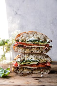 two sandwiches stacked on top of each other