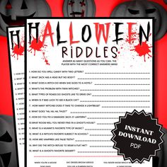 halloween riddles printable game for kids to play on the computer and use as an activity