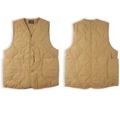 Vintage Men's Winter Quilted Liner Vest Amekaji Cotton Padded Hunting Waistcoat | eBay Beige Cotton Vest For Winter, Winter Vest With Patch Pockets For Outdoor Use, Khaki Cotton Vest Outerwear, Beige Vest With Pockets, Winter Outdoor Vest With Patch Pockets, Beige Cotton Vest Outerwear, Outdoor Winter Vest With Patch Pockets, Military Style Khaki Vest For Winter, Beige Cotton Vest