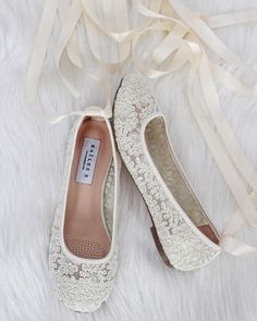 IVORY LACE round toe flats with BALLERINA lace up Women Elegant Lace-up Ballet Flats For Party, Elegant Lace-up Ballet Flats, Elegant Ballet Flats For Spring Wedding, Elegant Ceremony Flats With Flat Heel, Spring Wedding Shoes In Cream Lace, Spring Bridesmaid Closed Toe Flats, Elegant Wedding Ballet Flats For Spring, Cream Lace Wedding Shoes For Spring, Elegant Spring Wedding Ballet Flats