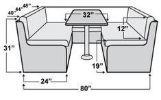 an image of a table and two chairs with measurements for each seat in the drawing