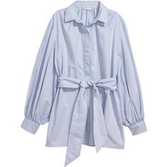 H&M Trend Cotton Blouse Shirt In Blue Size: Eur 36 / Us 6 Wide-Cut Blouse In Woven Cotton Fabric With Removable Tie Belt At Waist. Collar, Concealed Button Placket, And Dropped Shoulders. Wide Balloon Sleeves With Buttons At Cuffs. Cotton 100%. Fuzzy Sweater Dress, Blouse Casual Fashion, Balloon Sleeve Blouse, Classy Casual, Puff Sleeve Blouse, Cotton Blouse, Blouse Shirt, Fashion Outlet, Balloon Sleeves