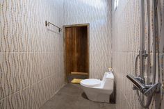 a bathroom with a toilet and shower in it