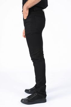 Fabric: Cotton/Spandex Fit: Relax-Fit About: Add versatile style to your wardrobe with these Platini Jeans Relax-Fit pants. Cotton/Spandex fabrication and Multiple Embroidered Finishing makes them stylish for a dressier look. A relaxed fit and straight-leg enhances the look of these casual trousers, making them a fashionable choice for date night or the office. Details & Features: Relax-Fit Straight-leg Multiple Embroidered Finishings Cotton/Spandex Zipper closure 5 Pockets Machine Wash Imported Black Pants With Five Pockets And Standard Cut Leg, Black Pants With Five Pockets Standard Cut, Black Pants With Five Pockets, Black Fitted Straight Leg Bottoms, Black Straight Fit Tapered Leg Pants, Black Straight Fit Bottoms With Five Pockets, Black Straight Fit Mid-rise Bottoms, Black Mid-rise Straight Fit Bottoms, Black Bottoms With Five Pockets And Straight Fit