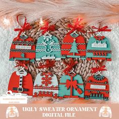 the ugly sweater ornament digital file is ready to be cut and sewn