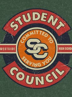 an old school logo with the words, student council and serving you high school on it