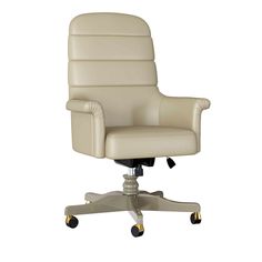 a white office chair with wheels on an isolated background