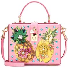 Dolce & Gabbana Embellished Dolce Box Handbag featuring polyvore, women's fashion, bags, handbags, shoulder bags, pink, pink handbags, hand bags, colorful handbags, man bag and colorful purses Leather Painting, Pineapple Bag, Dolce And Gabbana Handbags, Casual Handbags, Colorful Handbags, Bags Sewing, Mk Handbags, Leather Tote Purse, Bags Pink