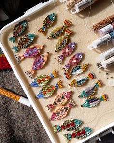 the beads are being sewn together and ready to be beaded into something else