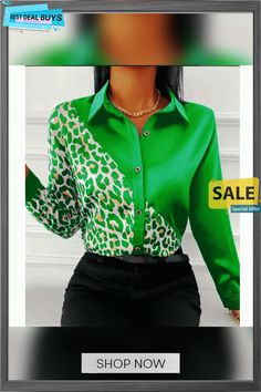 Spring Fashion Top Slimming Patchwork Long Sleeve Printed Leopard-print Women's Shirt Fashion Top, Women's Shirt, Spring Fashion, Top Styles, Leopard Print, Womens Shirts, Long Sleeve, Women's Top, T Shirt