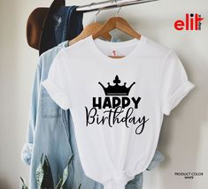 Description: --------- How to Order Your Custom Design T-shirt -------- * Choose your t-shirt color * Choose your design color * Choose your size * PLEASE make sure all your order's steps --------- Thousands of hand-printed t-shirts --------- T Shirt Design Birthday, Happy Birthday Shirts, Happy Birthday Crown, Disney Princess Birthday Cakes, Birthday King, Son Clothes, Princess Birthday Cake, Disney Princess Birthday, King Shirt